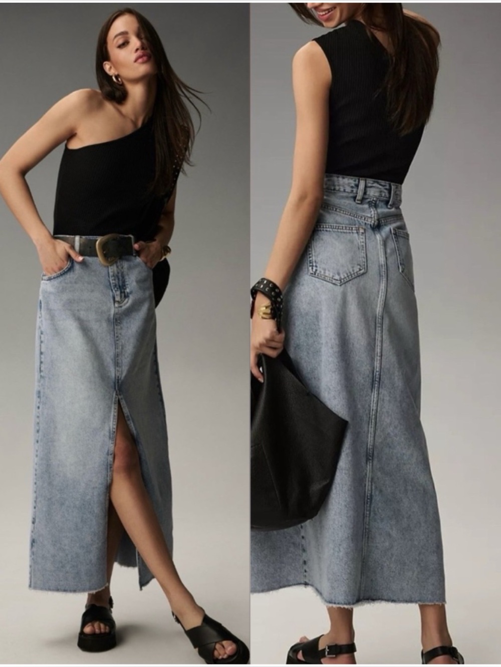 PILCRO x ANTHROPOLOGIE The Madi Front-Slit Denim Skirt - Picture 2 of 13